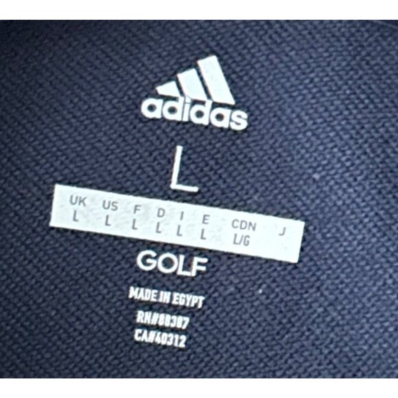 Adidas Mens Navy Golf Quarter-Zip Pullover Sweatshirt L Long Sleeve Polyester - Picture 2 of 3